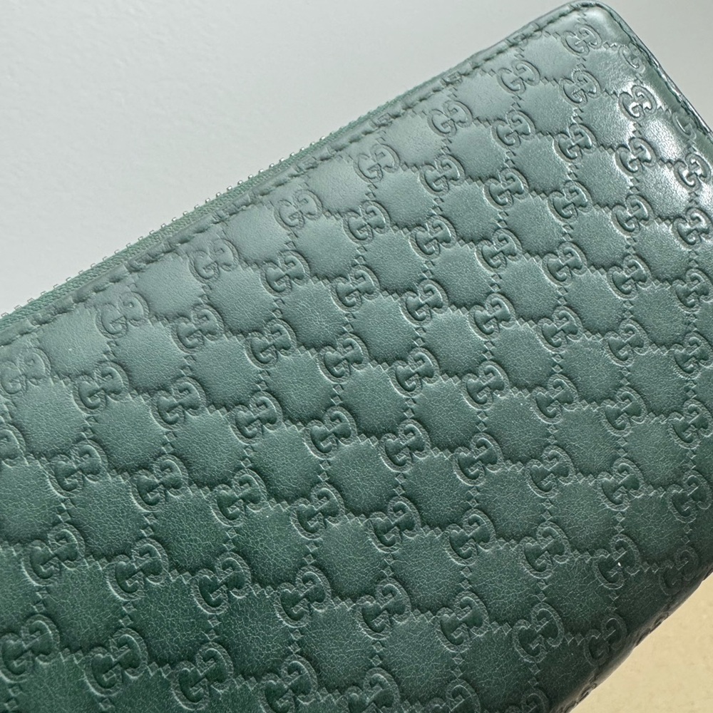 Gucci Guccissima Authentic Green Embossed Leather Wallet - Picture 2 of 11